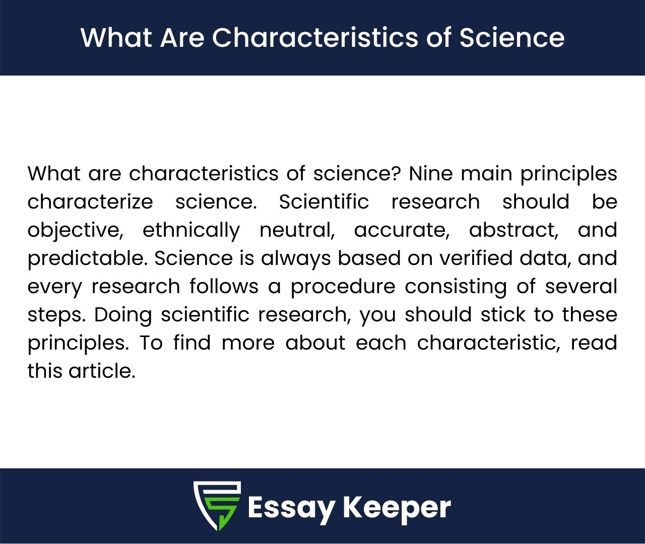 what are characteristics of science